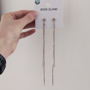 River Island Shimmering Gold Drop Earrings